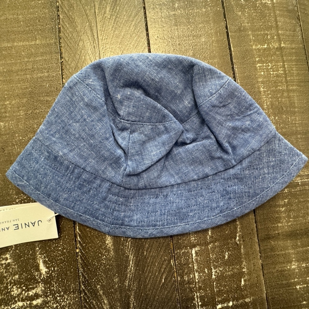 JANIE‎ AND JACK NWT Denim Linen Cotton Blend Bucket Hat Anchor Size 6-12 months - Picture 3 of 6